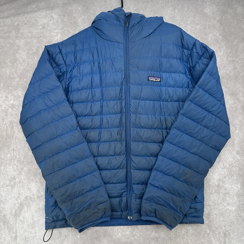 Patagonia Down Sweater Hoody Jacket Men's Medium Blue Puffer Hooded Pre-Owned
